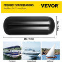 VEVOR Boat Fenders, 10" x 28" Ribbed Fender, 4 Pack Boat Bumpers, Hole Through Middle Ribbed Inflatable Boat Fender with 4 Ropes, for Pontoon Boat Sailboat, Ski Boat, Black - RnR Galore
