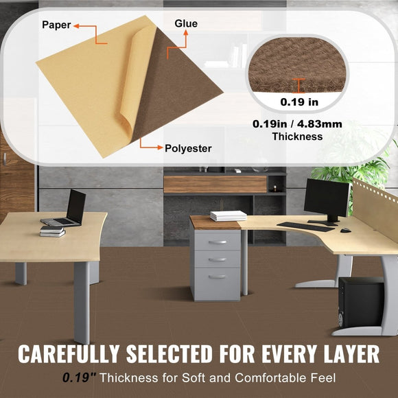 VEVOR Carpet Tiles Peel and Stick, Squares Self Adhesive Carpet Floor Tile, Soft Padded Carpet Tiles, Easy Install DIY for Bedroom Living Room Indoor Outdoor (10 Tiles, Dark Brown) - RnR Galore
