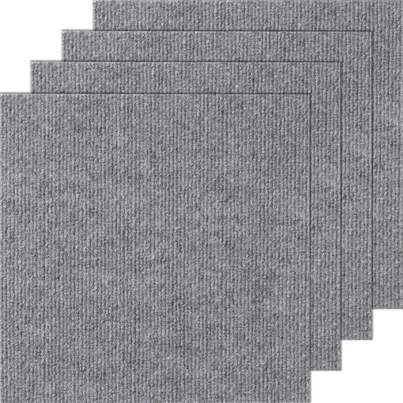 VEVOR Carpet Tiles Peel and Stick, Squares Self Adhesive Carpet Floor Tile, Soft Padded Carpet Tiles, Easy Install DIY for Bedroom Living Room Indoor Outdoor (12 Tiles, Light Gray) - RnR Galore