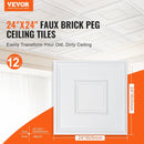 VEVOR Ceiling Tiles 12 - Pack 24 x 24 in PVC Easy Installation White Geometric - RnR Galore