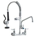VEVOR Commercial Faucet with Pre - Rinse Sprayer, 21" Height, 8" Center, 12" Swing Spout, Wall Mount Kitchen Sink Faucet, Brass Constructed Device with Pull Down Spray, for 1/2/3 Compartment Sink - RnR Galore
