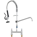 VEVOR Commercial Faucet with Pre - Rinse Sprayer, 26" Height, 8" Center, 12" Swing Spout, Deck Mount Kitchen Sink Faucet, Brass Constructed Device with Pull Down Spray, for 1/2/3 Compartment Sink - RnR Galore