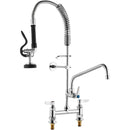 VEVOR Commercial Faucet with Pre - Rinse Sprayer, 26" Height, 8" Center, 12" Swing Spout, Deck Mount Kitchen Sink Faucet, Brass Constructed Device with Pull Down Spray, for 1/2/3 Compartment Sink - RnR Galore