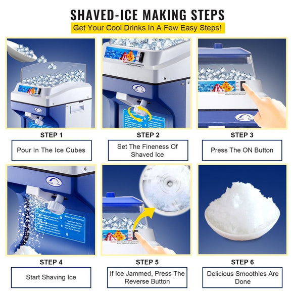 VEVOR Commercial Ice Shaver Ice Shaving Machine Crusher Snow Cone Maker 200KG/H - RnR Galore