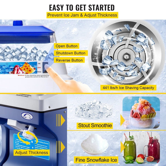 VEVOR Commercial Ice Shaver Ice Shaving Machine Crusher Snow Cone Maker 200KG/H - RnR Galore