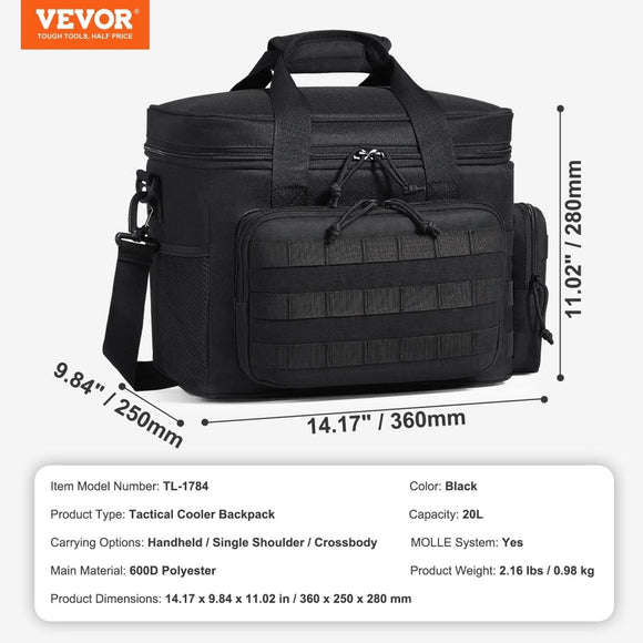 VEVOR Cooler Bag 20L Insulated Lunch Bag Molle Design & Removable Storage Bags - RnR Galore