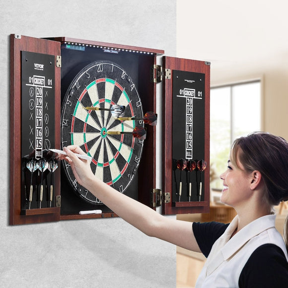 VEVOR Dartboard and Cabinet Set Official Size Complete Accessory Steel Tip Dart - RnR Galore