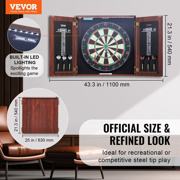 VEVOR Dartboard and Cabinet Set Official Size Complete Accessory Steel Tip Dart - RnR Galore