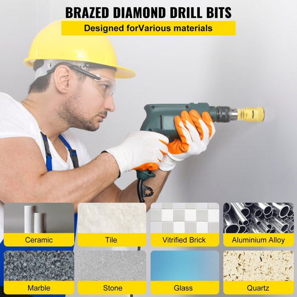 VEVOR Diamond Drill Bits 4PCS Diamond Hole Saw 25/35/50/68mm Tile Hole Saw Kit Vacuum Brazed Diamond Drill Bit 0.59in/15mm Segment Tile Hole Saw w Storage Case for Tile Ceramic Porcelain Marble Stone - RnR Galore