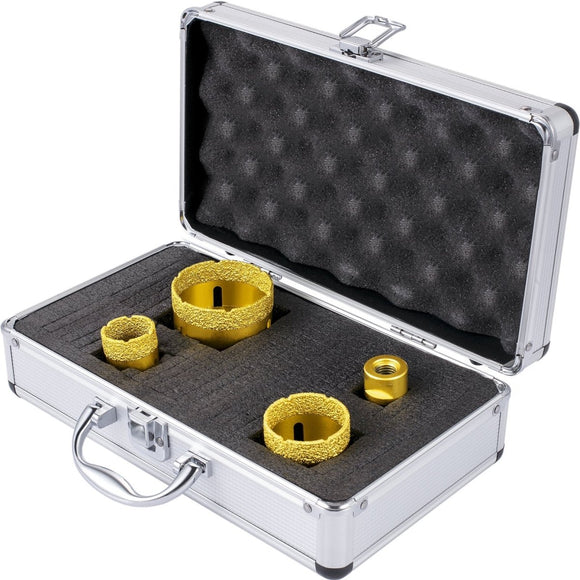 VEVOR Diamond Drill Bits 4PCS Diamond Hole Saw 25/35/50/68mm Tile Hole Saw Kit Vacuum Brazed Diamond Drill Bit 0.59in/15mm Segment Tile Hole Saw w Storage Case for Tile Ceramic Porcelain Marble Stone - RnR Galore