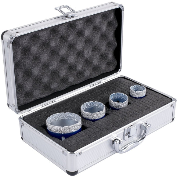 VEVOR Diamond Drill Bits 4PCS Diamond Hole Saw 35/40/50/68mm Tile Hole Saw Kit Vacuum Brazed Diamond Drill Bit 0.59in/15mm Segment Tile Hole Saw w Storage Case for Tile Ceramic Porcelain Marble Stone - RnR Galore