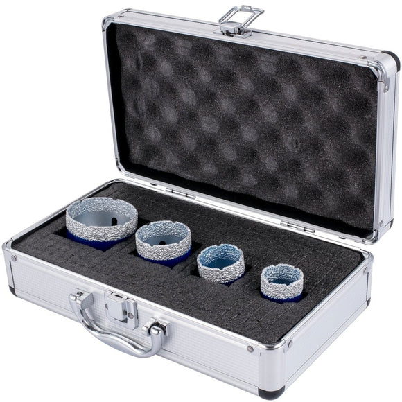 VEVOR Diamond Drill Bits 4PCS Diamond Hole Saw 35/40/50/68mm Tile Hole Saw Kit Vacuum Brazed Diamond Drill Bit 0.59in/15mm Segment Tile Hole Saw w Storage Case for Tile Ceramic Porcelain Marble Stone - RnR Galore