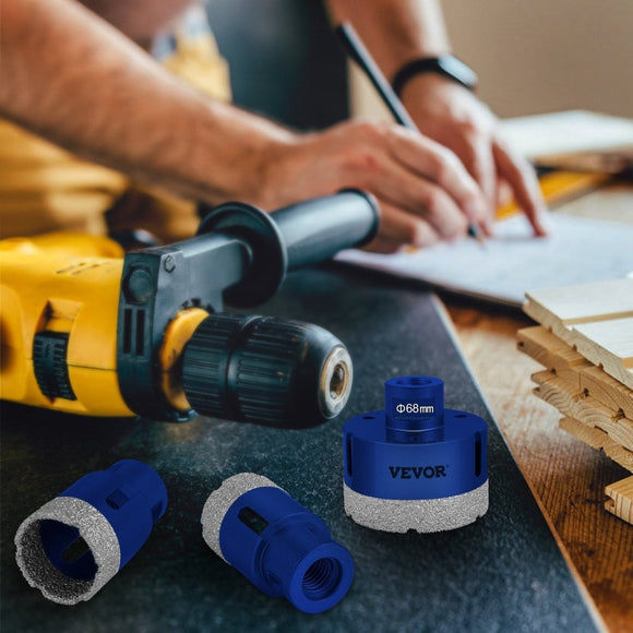 VEVOR Diamond Drill Bits 4PCS Diamond Hole Saw 35/40/50/68mm Tile Hole Saw Kit Vacuum Brazed Diamond Drill Bit 0.59in/15mm Segment Tile Hole Saw w Storage Case for Tile Ceramic Porcelain Marble Stone - RnR Galore