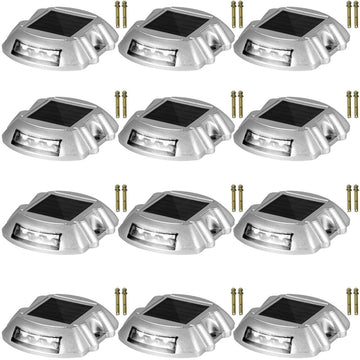 VEVOR Driveway Lights 12 - Pack Solar Driveway Lights Bright White with Screws Solar Deck Lights Outdoor Waterproof Wireless Dock Lights 6 LEDs for Path Warning Garden Walkway Sidewalk Steps - RnR Galore