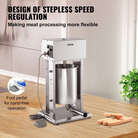 VEVOR Electric Sausage Stuffer 15L Variable Speed Sausage Maker Stainless Steel - RnR Galore