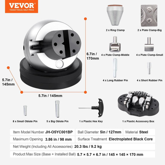 VEVOR Engraving Block 5 inch Ball Vise Setting Jewelry Ball Vise Engraving with 34PCS Attachment and Rubber Base - RnR Galore