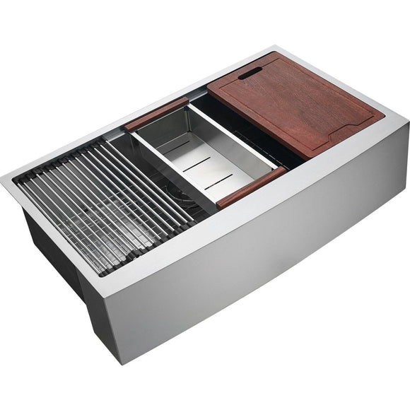 VEVOR Farmhouse Kitchen Sink, 304 Stainless Steel Drop - In Sinks, Top Mount Single Bowl Basin with Ledge & Accessories, Household Dishwasher Sinks for Workstation, Prep Kitchen, and Bar Sink, 30 inch - RnR Galore