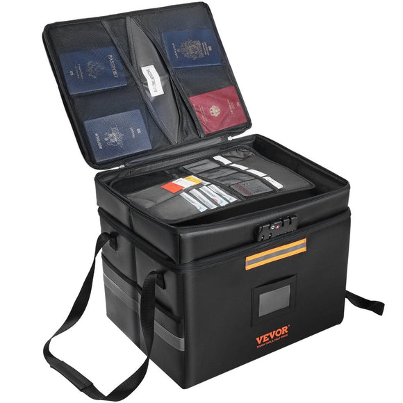 VEVOR Fireproof Document Box, Fireproof Document Bag with Lock 2000_, Fireproof and Waterproof File Box 450x140x315 mm with Zipper & Handle, for Money, Documents, Jewelry and Passport - RnR Galore