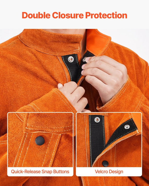 VEVOR Flame - Resistant Welding Jacket Heavy Duty Leather Welding Jacket XL Size - RnR Galore