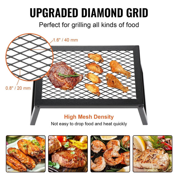VEVOR Folding Campfire Grill Portable Camping Fire Pit Steel Outdoor BBQ Picnic - RnR Galore
