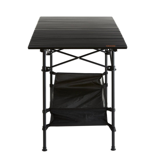 VEVOR Folding Camping Table, Outdoor Portable Side Tables, Lightweight Fold Up Table, Aluminum & Steel Ultra Compact Work Table with Large Storage and Carry Bag, For Beach, Picnic, Travel, 24x16 inch - RnR Galore