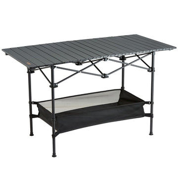 VEVOR Folding Camping Table, Outdoor Portable Side Tables, Lightweight Fold Up Table, Aluminum & Steel Ultra Compact Work Table with Large Storage and Carry Bag, For Beach, Picnic, Travel, 24x16 inch - RnR Galore