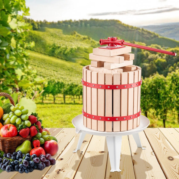 VEVOR Fruit Wine Press Manual Press for Wine Making 3.2 Gal/12L Wood Basket - RnR Galore