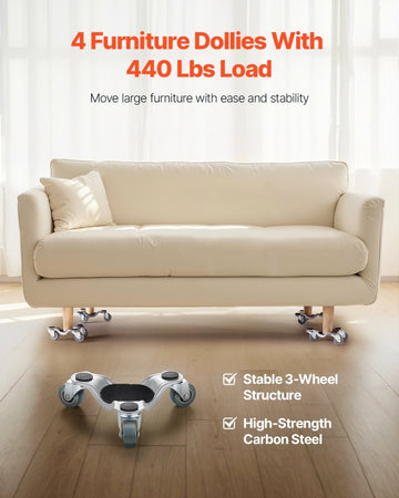 VEVOR Furniture Dolly 4 pcs Steel Tri - dolly Set Furniture Mover 200 kg Capacity - RnR Galore