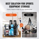 VEVOR Golf Storage Garage Organizer, 2 Golf Bag Stand Holder and Other Sports Equipment Storage Rack, Rolling Ball Cart on Wheels, Outdoor Sport Gear and Toy Storage with Baskets & Hooks, Steel, Black - RnR Galore