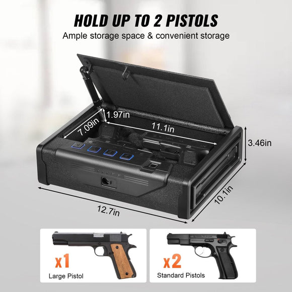 VEVOR Gun Safe for Pistols Biometric Gun Safe with 3 Access Ways for 2 Pistols - RnR Galore