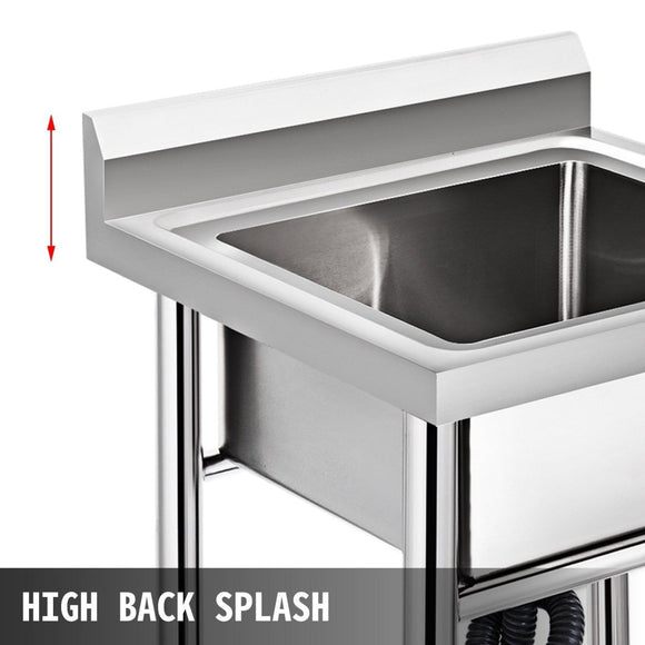 VEVOR Handmade Sink Non - magnetic Stainless Steel Kitchen Sink Hand Made 1 Compartment 44.4 x 41.9 x 25.4 cm Capacity Huge Tub Sink for Farmhouse Cafe Shop Hospital - RnR Galore