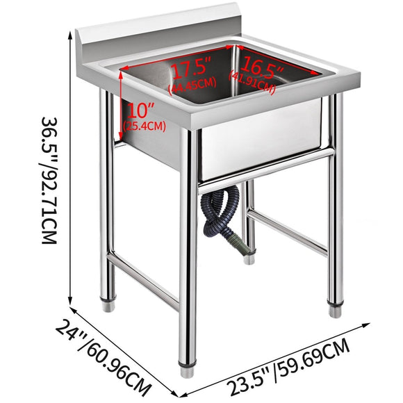 VEVOR Handmade Sink Non - magnetic Stainless Steel Kitchen Sink Hand Made 1 Compartment 44.4 x 41.9 x 25.4 cm Capacity Huge Tub Sink for Farmhouse Cafe Shop Hospital - RnR Galore