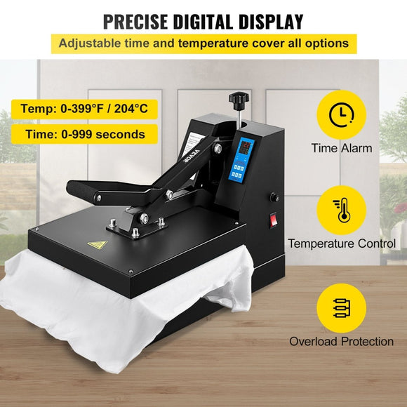 VEVOR Heat Press 15X15 Inch Heat Press Machine Industrial Quality Power T Shirt Heat Press Sublimation Machine Clamshell Heat Press Machine for T Shirts - RnR Galore