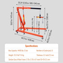 VEVOR Hydraulic Engine Hoist with Lever, 2000KG Heavy - duty Cherry Picker Shop Crane, Foldable Engine Crane and Engine Hoist leveler for Auto Repair, Motors, Weights Lifting, Loading - RnR Galore