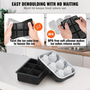 VEVOR Ice Cube Trays (Set of 2), 2 - in - 1 Combo with Silicone Sphere Ice Ball Maker & Large Square Ice Cube Maker with Lid, Reusable Easy Release BPA Free Ice Tray Set for Whiskey Cocktails Bourbon - RnR Galore