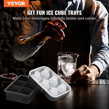 VEVOR Ice Cube Trays (Set of 2), 2 - in - 1 Combo with Silicone Sphere Ice Ball Maker & Large Square Ice Cube Maker with Lid, Reusable Easy Release BPA Free Ice Tray Set for Whiskey Cocktails Bourbon - RnR Galore