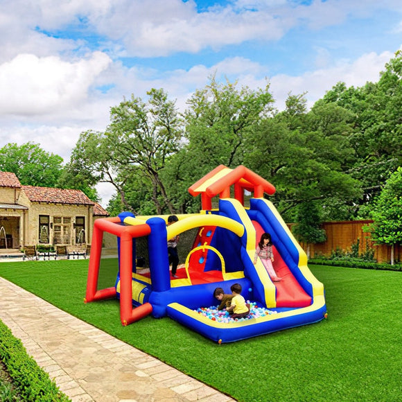 VEVOR Inflatable Bounce House, Outdoor High Quality Playhouse Trampoline, Jumping Bouncer with Blower, Slide, and Storage Bag, Family Backyard Bouncy Castle, for Kid Ages 3_8 Years, 3.3x3x2.3m - RnR Galore