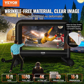 16 FT Inflatable Movie Screen with Blower, Front/Rear Projection for Outdoor Parties, Oxford Fabric - RnR Galore