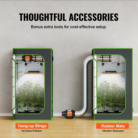 VEVOR Inline Duct Fan, 102mm 129.7 CFM with Variable Speed Controller, Quiet AC - motor Ventilation Exhaust Fan for Cooling Booster, Grow Tents, Hydroponics - RnR Galore