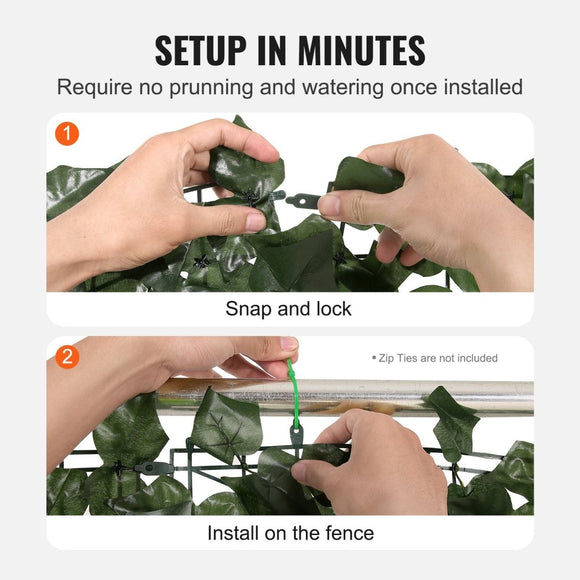 VEVOR Ivy Privacy Fence, 2440 x 1830 mm Artificial Green Wall Screen, Greenery Ivy Fence with Strengthened Joint, Faux Hedges Vine Leaf Decoration for Outdoor Garden, Yard, Balcony, Patio Decor - RnR Galore