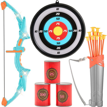 VEVOR Kids Bow and Arrow Set LED Light Up Outdoor Archery Kit Children 10 Arrows - RnR Galore