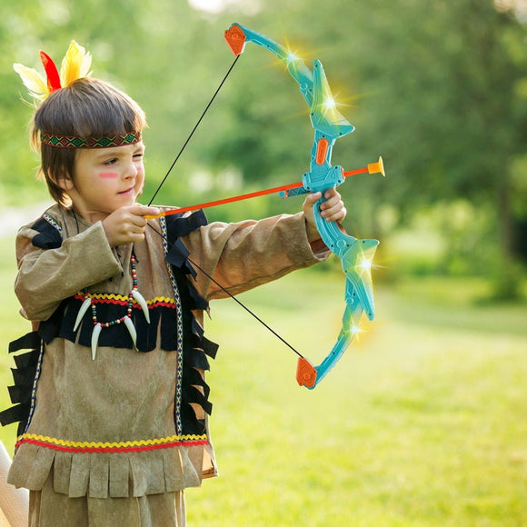 VEVOR Kids Bow and Arrow Set LED Light Up Outdoor Archery Kit Children 10 Arrows - RnR Galore