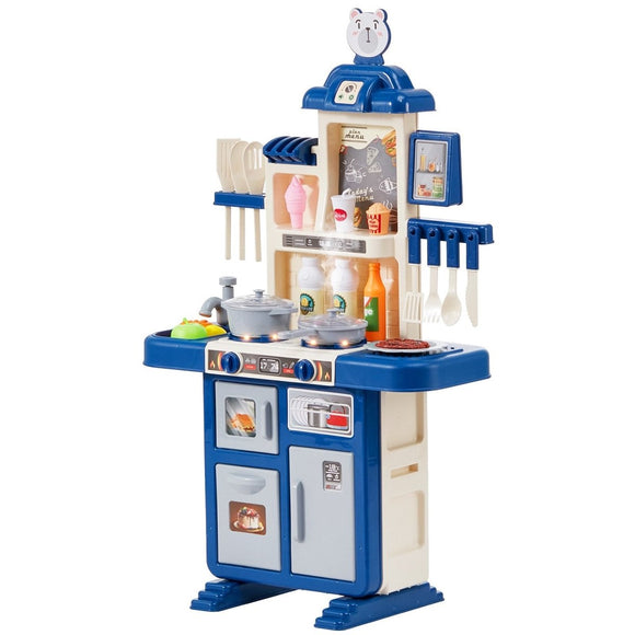 VEVOR Kitchen Playset Kids Pretend Cooking Play Toy 48 Piece Accessories Blue - RnR Galore
