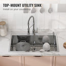 VEVOR Kitchen Sink, 304 Stainless Steel Drop - In Sinks, Top Mount Single Bowl Basin with Accessories(Pack of 3), Household Dishwasher Sinks for Workstation, RV, Prep Kitchen, and Bar Sink, 33 inch - RnR Galore