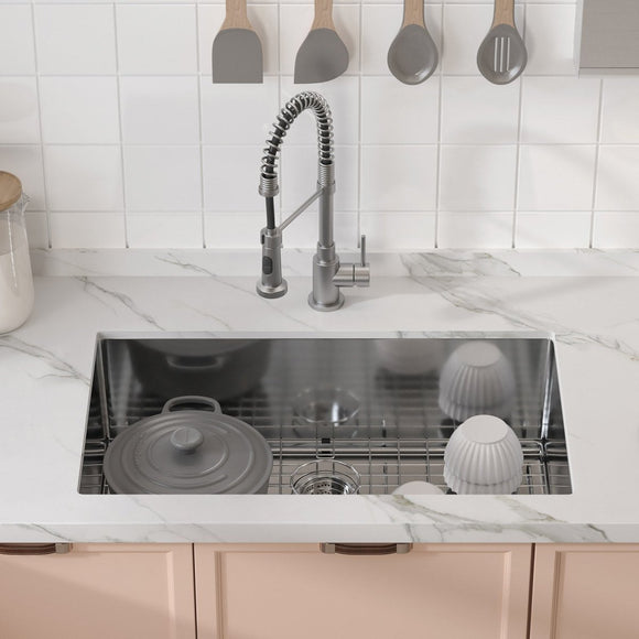 VEVOR Kitchen Sink, 304 Stainless Steel Drop - In Sinks, Undermount Single Bowl Basin with Accessories(Pack of 3), Household Dishwasher Sinks for Workstation, RV, Prep Kitchen, and Bar Sink, 32 inch - RnR Galore