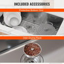 VEVOR Kitchen Sink, 304 Stainless Steel Drop - In Sinks, Undermount Single Bowl Basin with Accessories(Pack of 3), Household Dishwasher Sinks for Workstation, RV, Prep Kitchen, and Bar Sink, 30 inch - RnR Galore