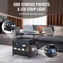 VEVOR Lift Top Coffee Table 35.3" Round Coffee Table for Living Room Black - RnR Galore