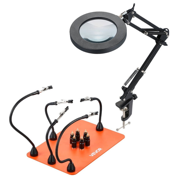 VEVOR Magnetic Helping Hands Soldering Station 3X LED Magnifying Lamp 5 Arms - RnR Galore