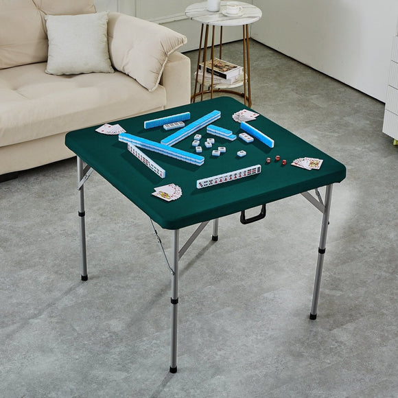 VEVOR Mahjong Table with Mahjong Tiles Set, Fold - in - Half 4 Player Card Table with 144PCS Majiang Tiles and 3 Dice, Portable Bi - Folding Domino Table with Wear - Resistant Green Tabletop & Carrying Handle - RnR Galore