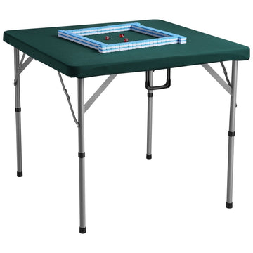VEVOR Mahjong Table with Mahjong Tiles Set, Fold - in - Half 4 Player Card Table with 144PCS Majiang Tiles and 3 Dice, Portable Bi - Folding Domino Table with Wear - Resistant Green Tabletop & Carrying Handle - RnR Galore